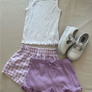 Garanimals Toddler Girl 3T White Tank & Purple Shorts Set plus Keds Daphne 8T